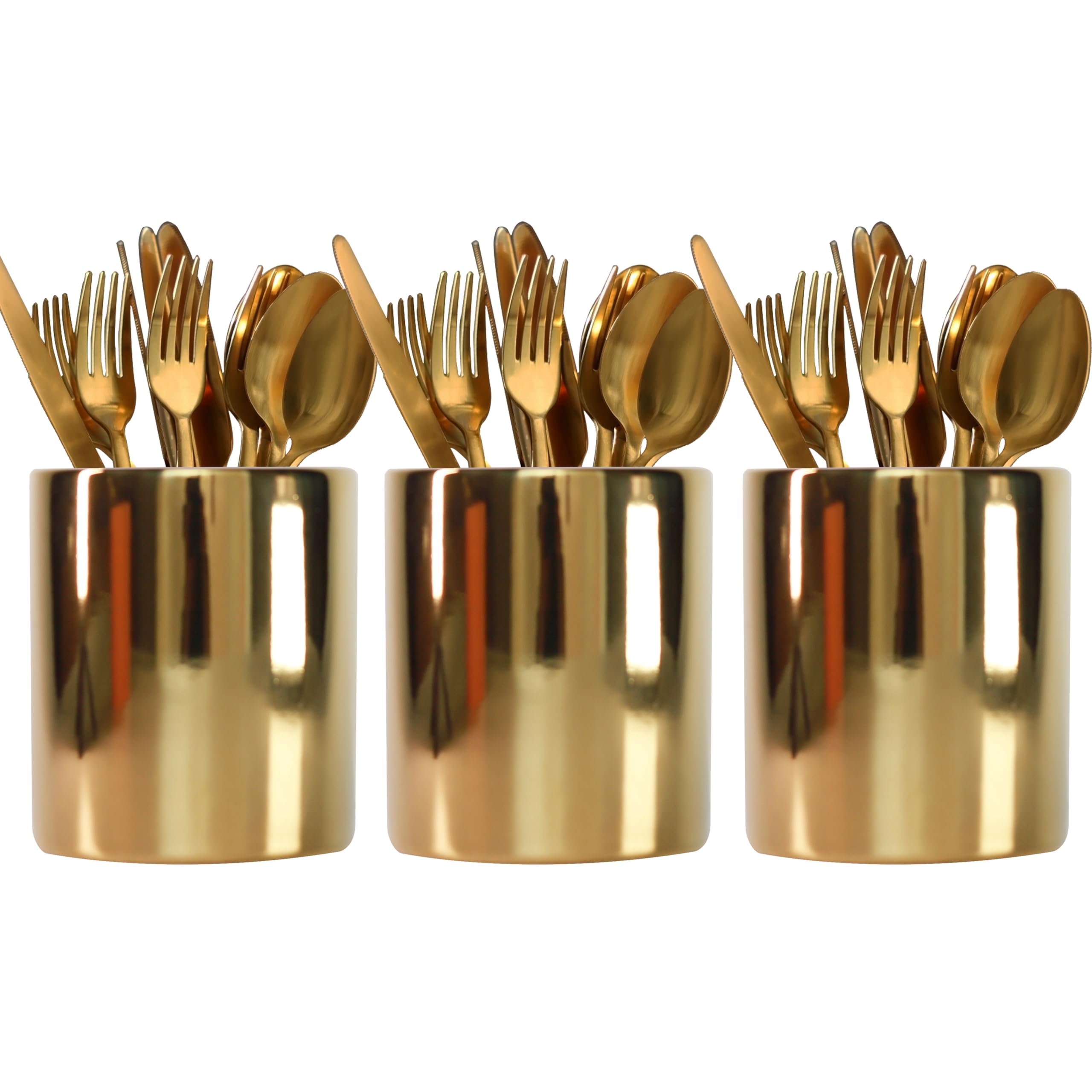 Photo 1 of (2 pc only) Gold Utensils Holder, Caddy Cutlery Holder Silverware, Utensils Organizer Elegant white Porcelain, Spoon Holder for Party Tableware Holder for Kitchen Table, Cabinet