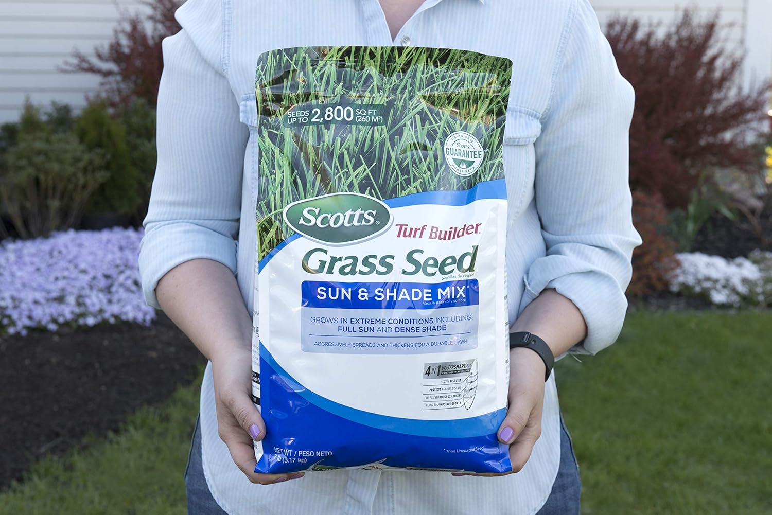Scotts Turf Builder Grass Seed Sun and Shade Mix, 7 Lb. - Full Sun and Dense Shade - Spreads and Thickens for a Durable Lawn - Seeds up to 2, 800 Sq. Ft. : Garden & Outdoor