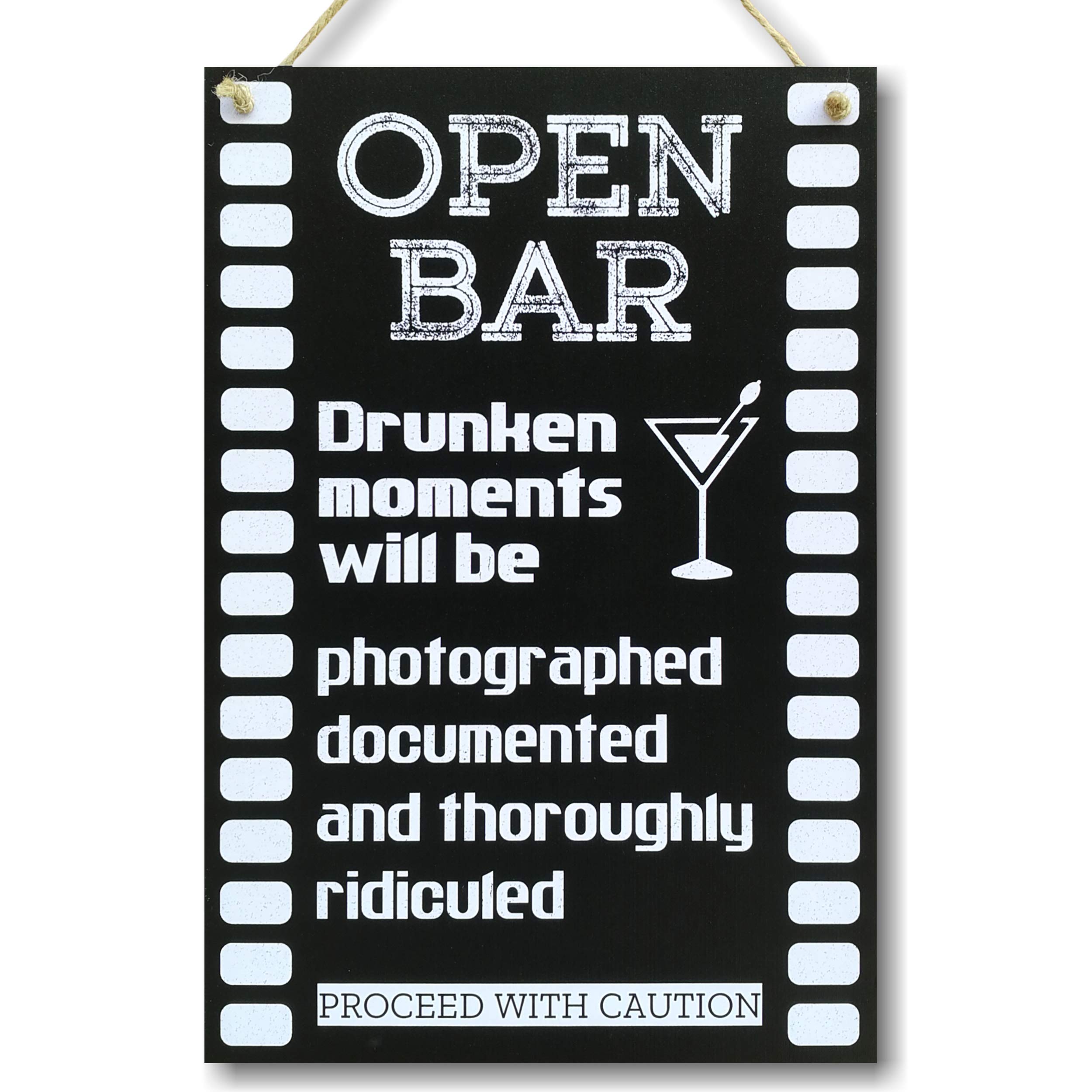 CARISPIBET Open Bar | Home decoration sign kitchen decorative party signs 12" x 8"