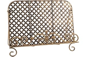 KALLORY Vintage Antique Golden Metal Cookbook Stand Iron Desktop Recipe Book Holder Rack for Kitchen Counter