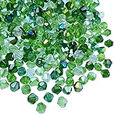 1000pcs Bicone Crystal Beads 4mm Mix Green AB Crystal Glass Bulk Faceted Beads for Necklace Bracelet Earrings DIY Jewelry Crafts Making Supplies