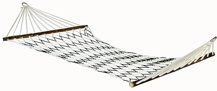 Novicz Cotton Camping Outdoor Hammock (White and Green, 190 Centimeters)