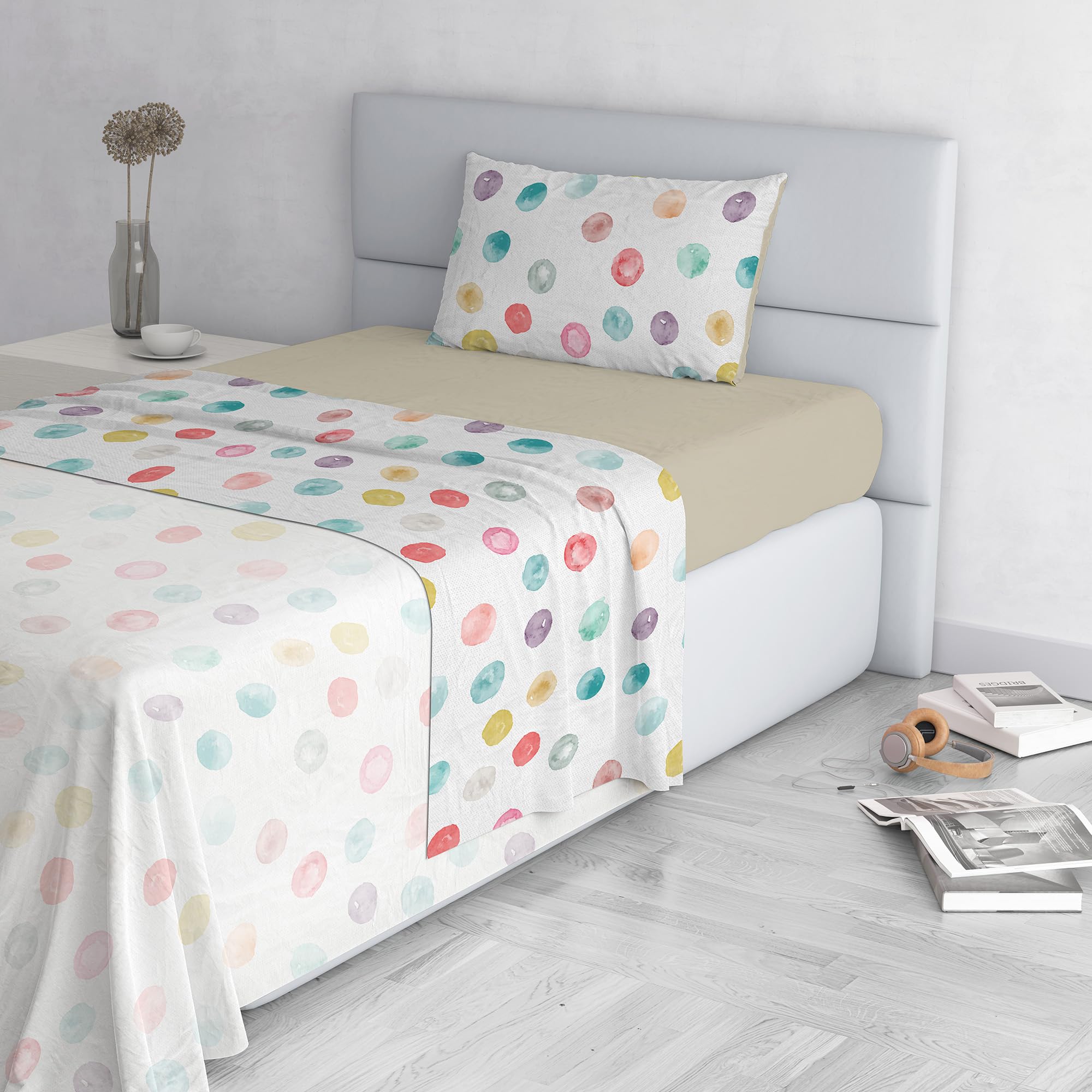 Italian Bed Linen Fashion Microfibre Bedding Set, Made in Italy, Balloon, Single