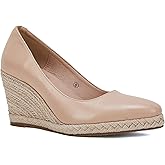 Ruanyu Women's Platform Espadrilles Wedge Sandals Slip On Solid Color Closed Pointed Toe Comfortable Wedge Pumps Shoes