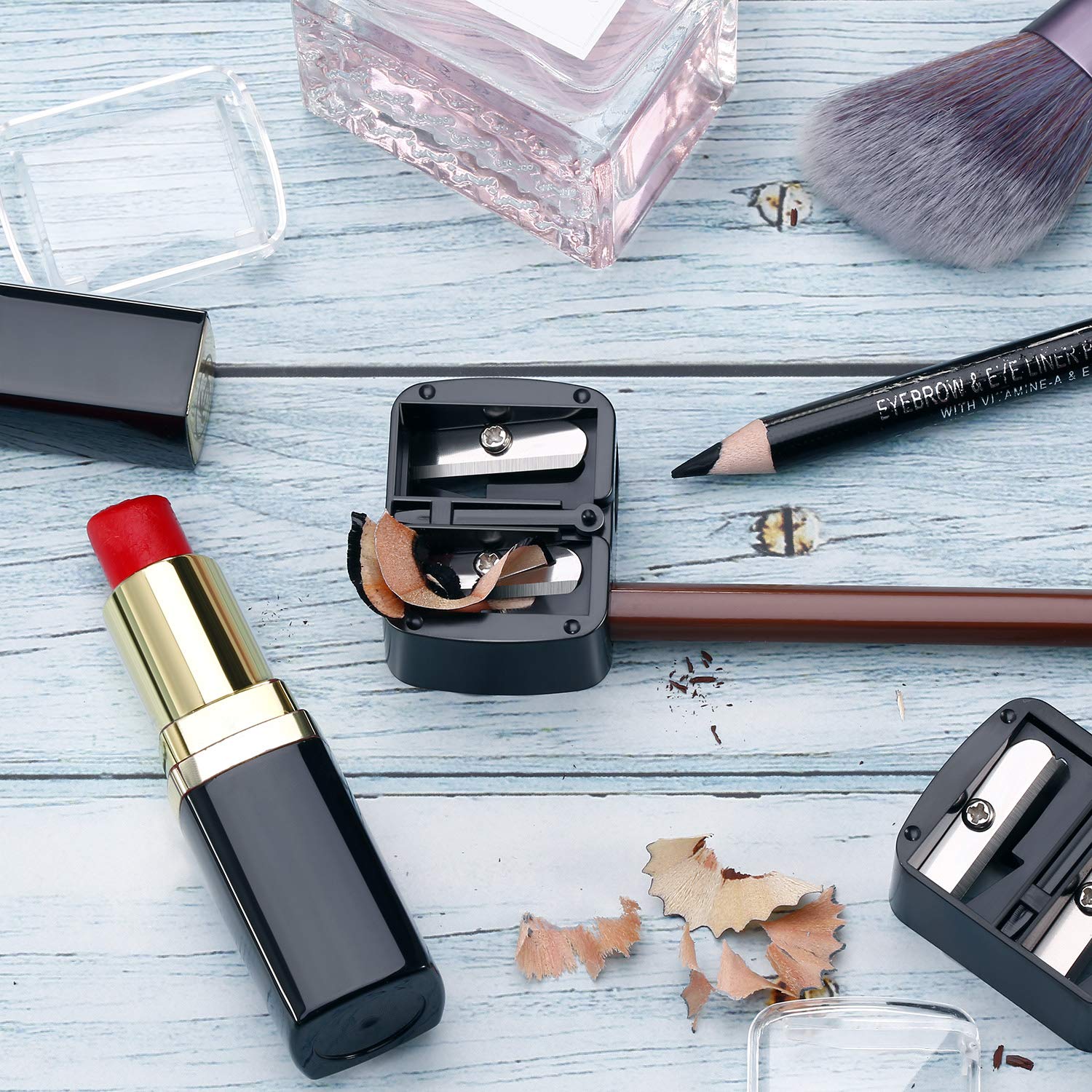 5 Pack Makeup Pencil Sharpener Plastic Lip Liner Pencil Eyeliner Sharpener Cosmetic Manual Tools for Eyeliner(Black)