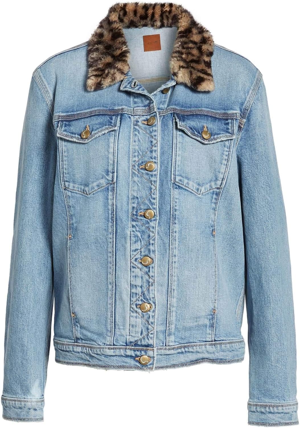 light blue fur jacket