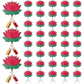 Lotus 40 Set Navratri Diwali Return Gifts, Haldi Kumkum Holders | Pichwai Art, Pasupu Kumkuma Combo Set with Empty Glass Jar, Housewarming Wedding Party Favor, Puja Return Gift for Lady Guest
