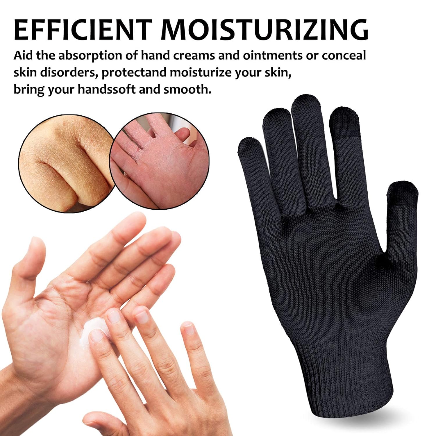 MIG4U Moisturizing Beauty Gloves Touch Screen Overnight Sleeping Glove Large for Men SPA, Dry Hands, Nighttime Lotion, UV Protection, Cosmetic Treatment, Black 1 Pairs : Beauty