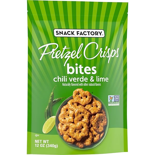 SNACK FACTORY PRETZEL CRISPS BITES, CHILI VERDE & LIME PRETZELS, 12 OZ BAG