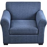 KRFOONN 2 Piece Chair Covers Armchair Sofa Couch Slipcover, Small, A1 | Pattern Armchair Slipcover with Separate Seat Cushion Cover, Washable Sofa Covers for Living Room, Blue with Grey Lines