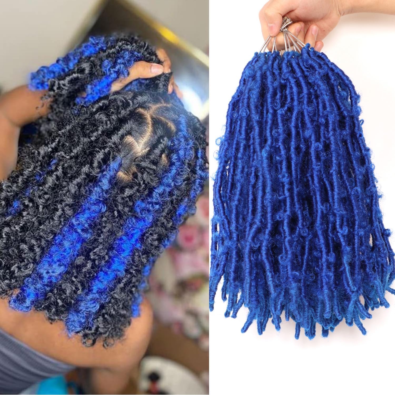 Butterfly Locs Crochet Hair Extensions for Black Women Faux Locs Crochet Hair Soft Locs Crochet Braids Hair Extensions for Braidng Hair (12Inch(Pack of 8), #Blue)