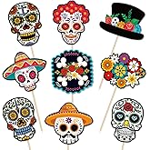 144PCS Day of The Dead Cupcake Toppers Decorations - Halloween Skull Mexican Food Picks Appetizers Toothpicks Sticks Party Supplies