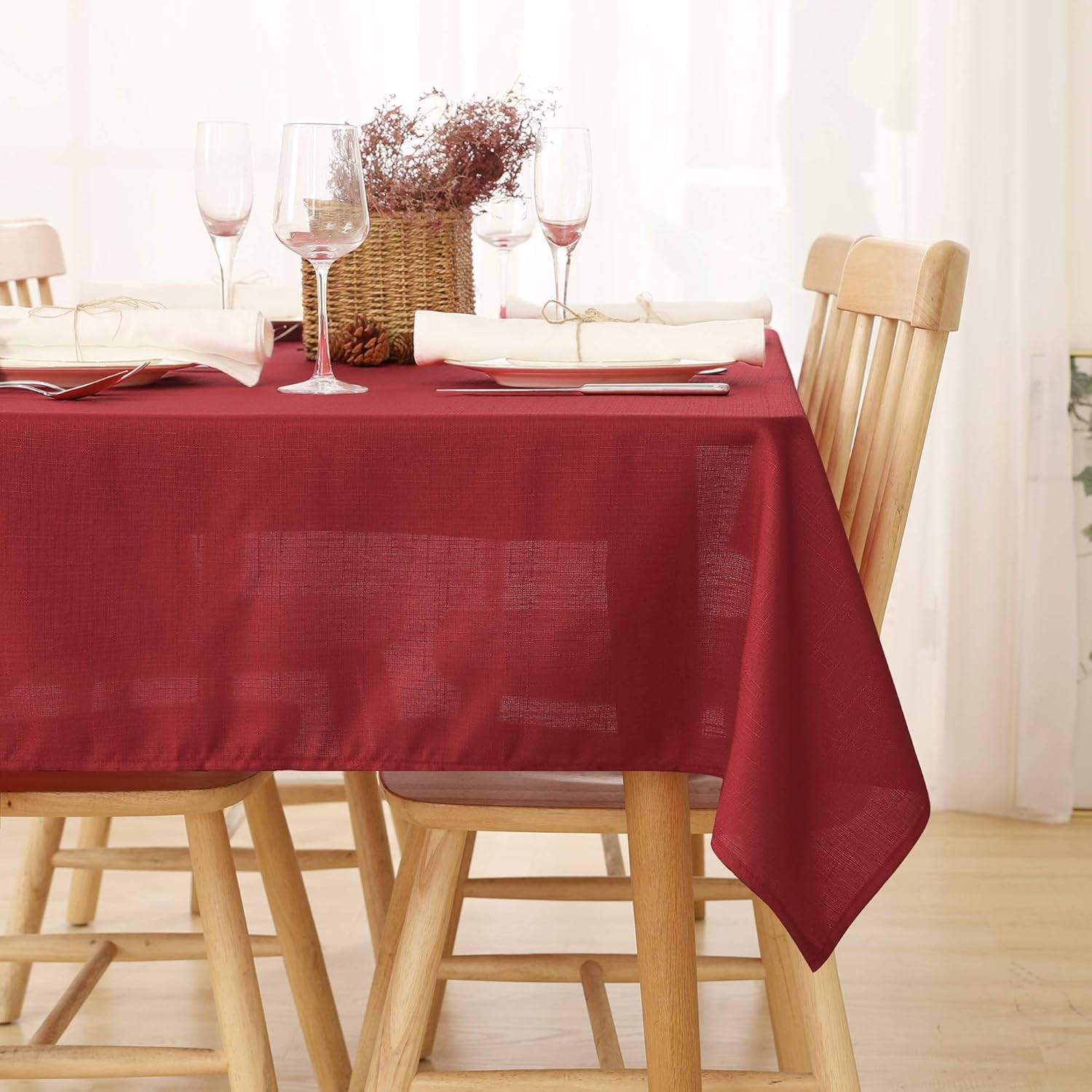 Deconovo Wipeable Tablecloth Faux Linen Tablecloth Water Resistant