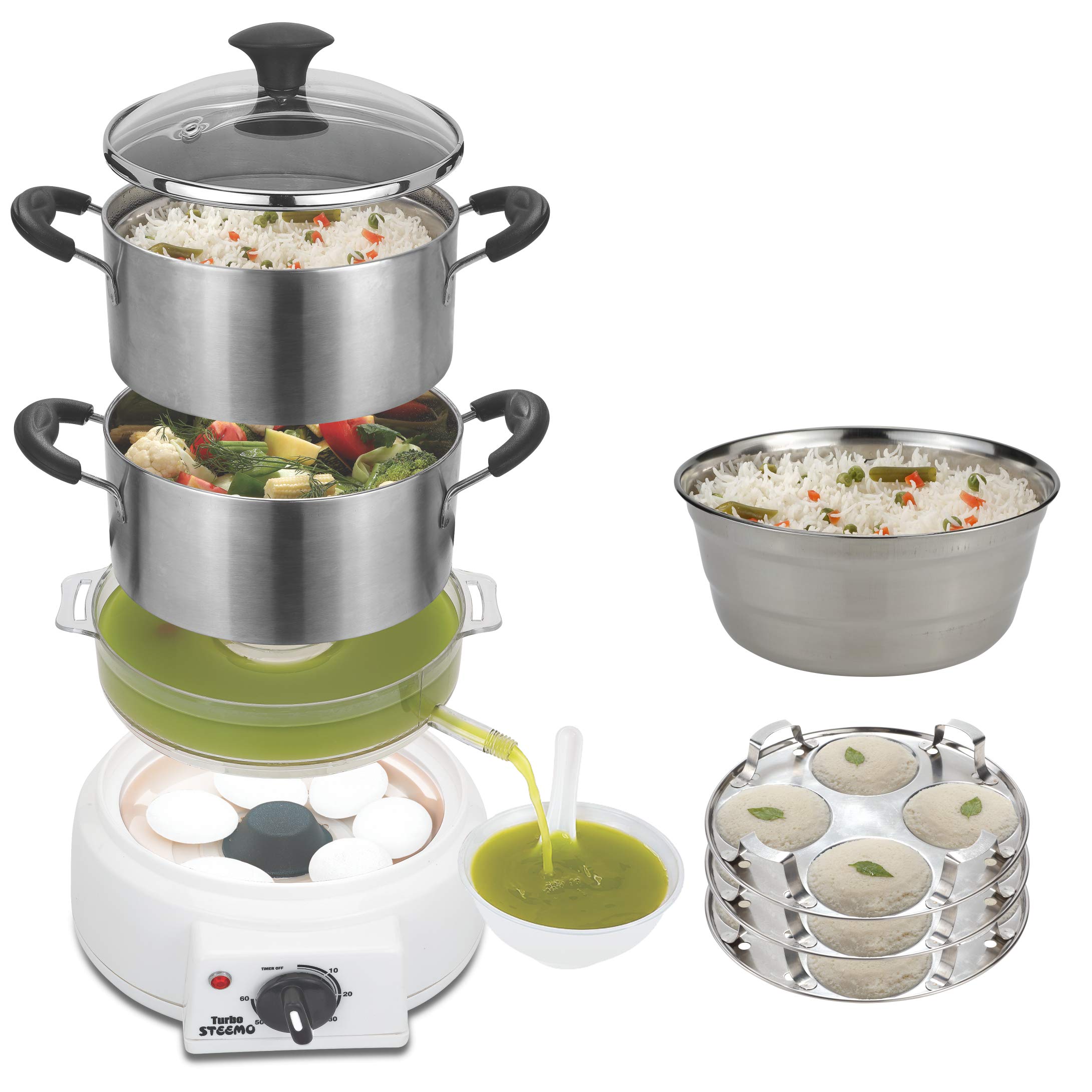 Buy STEEMO MULTI STEAM COOKER VEGETABLE STEAMERS in FOOD GRADE STAINLESS STEEL STEAMER RICE