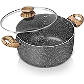 MICHELANGELO 5 Quart Stock Pot with Lid, Nonstick Soup Pot for Cooking, Non Stick Stockpot with Ergonomic Handle, Induction Compatible, Grey Granite