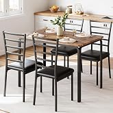 IDEALHOUSE 5-Piece Kitchen Dining Room Table Chair Set for Small Space, Indoor Modern Dinette Set for 4, Square Dinner Table Set for Dinette, Breakfast(Rustic Brown&zwnj;, Dining Table with 4 Chairs)