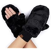 C.C Women Thick Faux Fur - Sherpa Fleece Lined Warm Winter Mittens