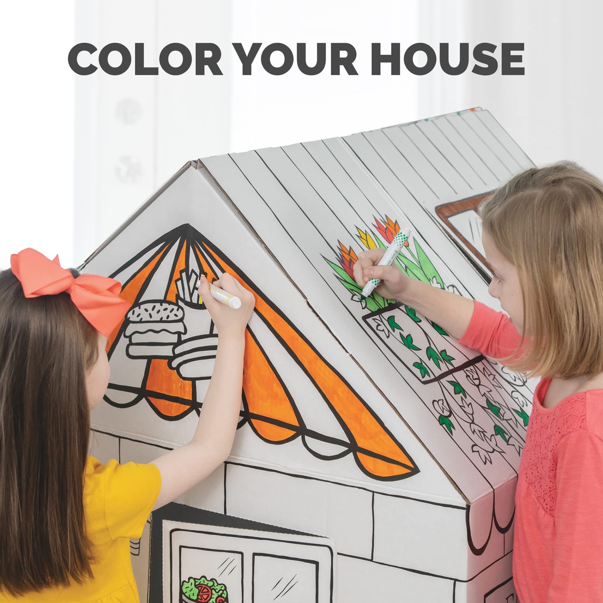 Bankers Box at Play Color in Halloween Playhouse, Cardboard Playhouse and Life Size Craft Activity for Kids and Families