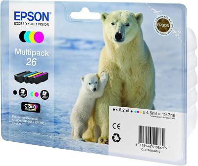 Epson 26 Series Polar Bear Ink Cartridge Multipack Durabrite Ultra C13T26164020