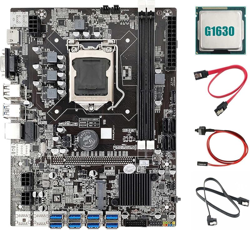 Lodokdre B75 ETH Mining Motherboard 8x PCIe USB G1630 CPU MSATA LGA1155