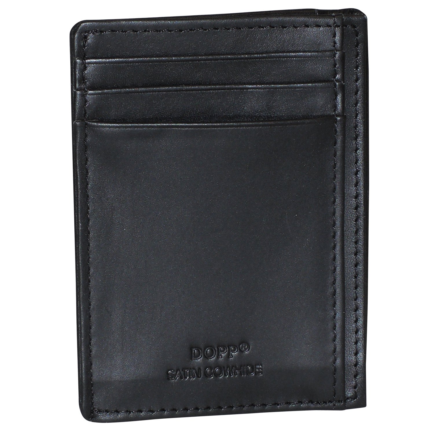 Dopp Cartera delgada de cuero de alta calidad Cartera con bolsillo frontal RFID Portatarjetas de crédito delgado minimalista (negro)