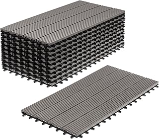 WPC Holz Kunststoff Fliesen Terrassenfliesen Klickfliesen Balkonfliesen 11 Stück (30x60 cm Standard, grau)