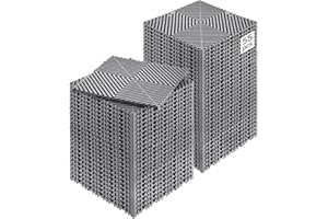 VEVOR Interlocking Drainage Mat, 12” x 12” Modular Interlocking Cushion, 55 Pcs Splicing Drainage Mats, Non-Slip Gray PP Drai
