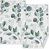 Accnicc 2 Pack Sage Green Eucalyptus Hand Towels for Bathroom Greenery White Botanical Leaves Decorative Dish Kitchen Towels 16x27 Inch Absorbent Soft Microfiber Plant Bath Towels Hotel Spa Decor