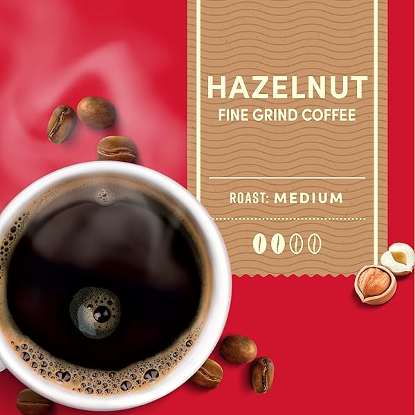 TIM HORTONS HAZELNUT FLAVORED, MEDIUM ROAST COFFEE, SINGLE-SERVE K-CUP PODS COMPATIBLE WITH KEURIG BREWERS, 12CT K-CUPS, RED