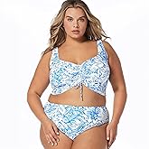 COCO REEF Elevate Bra Sized Shirred Front Underwire Bikini Top — Bungalow Floral Swim Top 40C