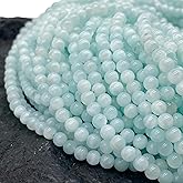 ABCGEMS Mexican Blue Angel Hemimorphite Beads- Rarest Color (Grade AAA - Uniform Color- Excellent Clarity & Luster) Crystal Energy DIY Jewelry Making Smooth Round 4mm Tiny