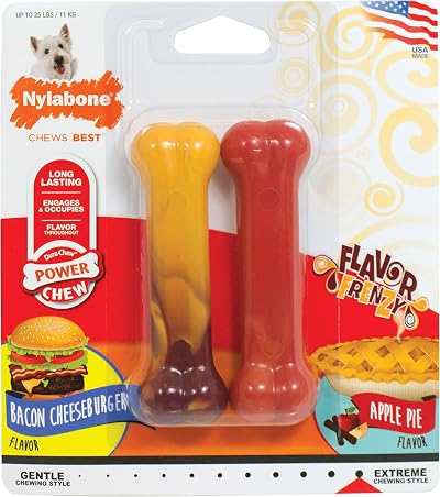 Nylabone Extreme Tough Dog Chew Toy Small 2-Piece Cheeseburger Apple Flavor