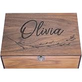 Wooden Keepsake Memory Decorative Box - Personalized Christmas Gift for Wedding, Men, Mens, Kids for Keep Memories for Him Her Boyfriend Girlfriend Brother Sister Best friends Couple, Bride, Groom