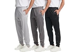 Real Essentials 3 Pack: Men's Tricot Active Athletic Casual Jogger Fleece Lined Sweatpants Pockets (Available in Big & Tall)