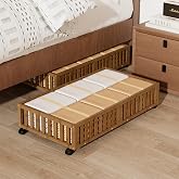 Under Bed Storage with Wheels, 2 Pcs Bamboo Drawers for Clothes and Toy | 360&deg; wheels glide smoothly. Sturdy bamboo frames hold clothes, shoes, bedding and toys. Easy pullout access keeps rooms tidy
