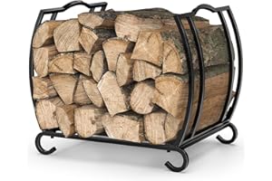 Kcysta Firewood Rack, Firewood Rack Indoor/Outdoor, Wood Rack Firewood Holder Indoor Firewood Rack, Black