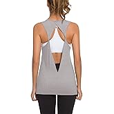 Laughido Womens Open Back Workout Tops Athletic Yoga Vests Backless Sleeveless Tank Tops