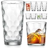 Home Essentials &amp; Beyond Glassware Drinking Glasses Set Of 8 4 Highball (17 oz.) Kitchen Glasses | 4 (13 oz.) Rocks Glass Cups for Water, Juice and Cocktails.
