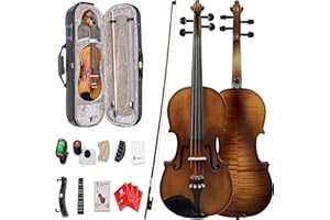 Vangoa Violin 4/4 Full Size Set, Fiddle Solid Wood Acoustic Violins Kit for Professional Intermediate Beginners Adults Senior