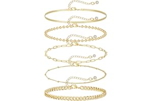 Krfy Gold Ankle Bracelets for Women, 14K Gold Filled Anklets for Women Waterproof Cuban Link Anklets Layered Anklet Set Anklet Bracelets for Women Anklet for Women Gold Jewelry Gift
