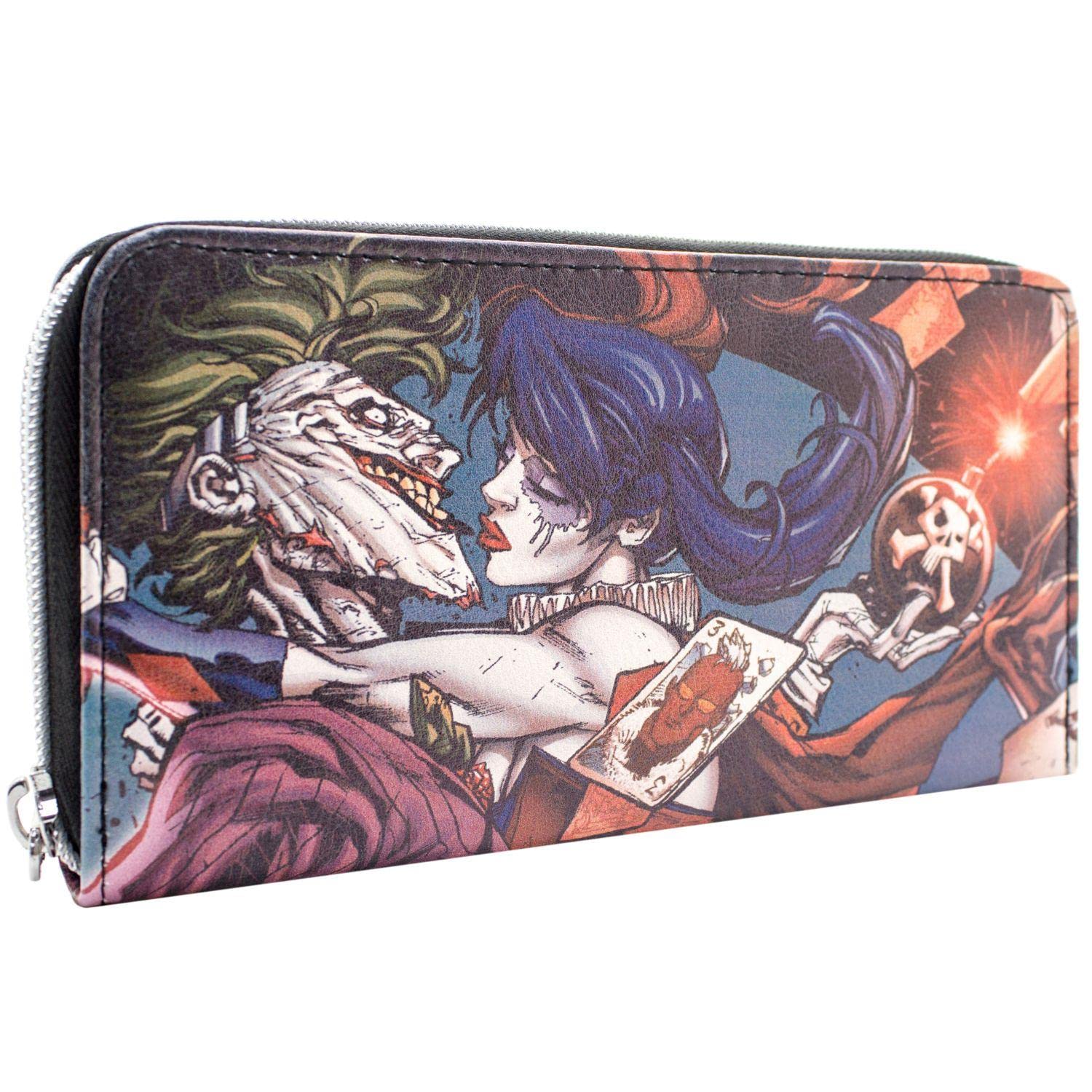 The Dark Knight Joker and Harley Quinn Psychos in Love Multicolor Clutch Purse Coin Pocket & Card Holder