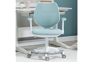 Villeston Cute Kids Desk Chair - Blue Computer Chair with Adjustable Armrests and Footrest Study Reading Office Swivel Chairs for Boys Girls Teens