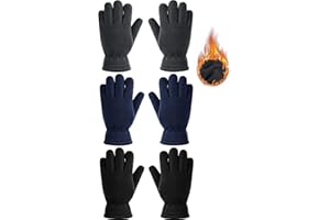SATINIOR 3 Pairs Winter Fleece Gloves Kids Soft Warm Mitten for Boys Girls Full Fingers Outdoors Activities 5-12 Year