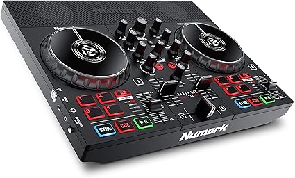 Amazon Numark Djコントローラー Ledライト搭載 スピーカー内蔵 Iphone Serato Dj Lite Djay Pro Ai 対応 ストリーミング Dj配信 ポータブル Party Mix Live 楽器 音響機器 楽器 音響機器