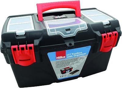 Hilka HTB17 17 Inch Black Toolbox with Organiser Storage Tool Box