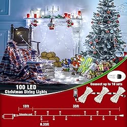 33ft 100 LED Christmas Lights Outdoor - 8 Modes
