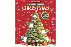 Brain Games - Sticker by Number: Christmas (24 Images to Sticker - Watercolor Tree Cover): Includes 2 Foil Sticker Sheets to Complete Each Image!