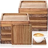 Zhehao 16 Pcs Acacia Wood Coasters Bulk 4 Inch Wooden Stackable Reusable Drink Coasters for Coffee Tea Table Protection Table Bar Home Desk Supplies Housewarming Gifts(Square)