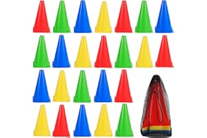 BRAMBLE 24 Pack 7 Inch Mini Traffic Cones, Pylons Cones Sports Cones, Soccer Cones for Training & Soccer Drills, Agility Fiel