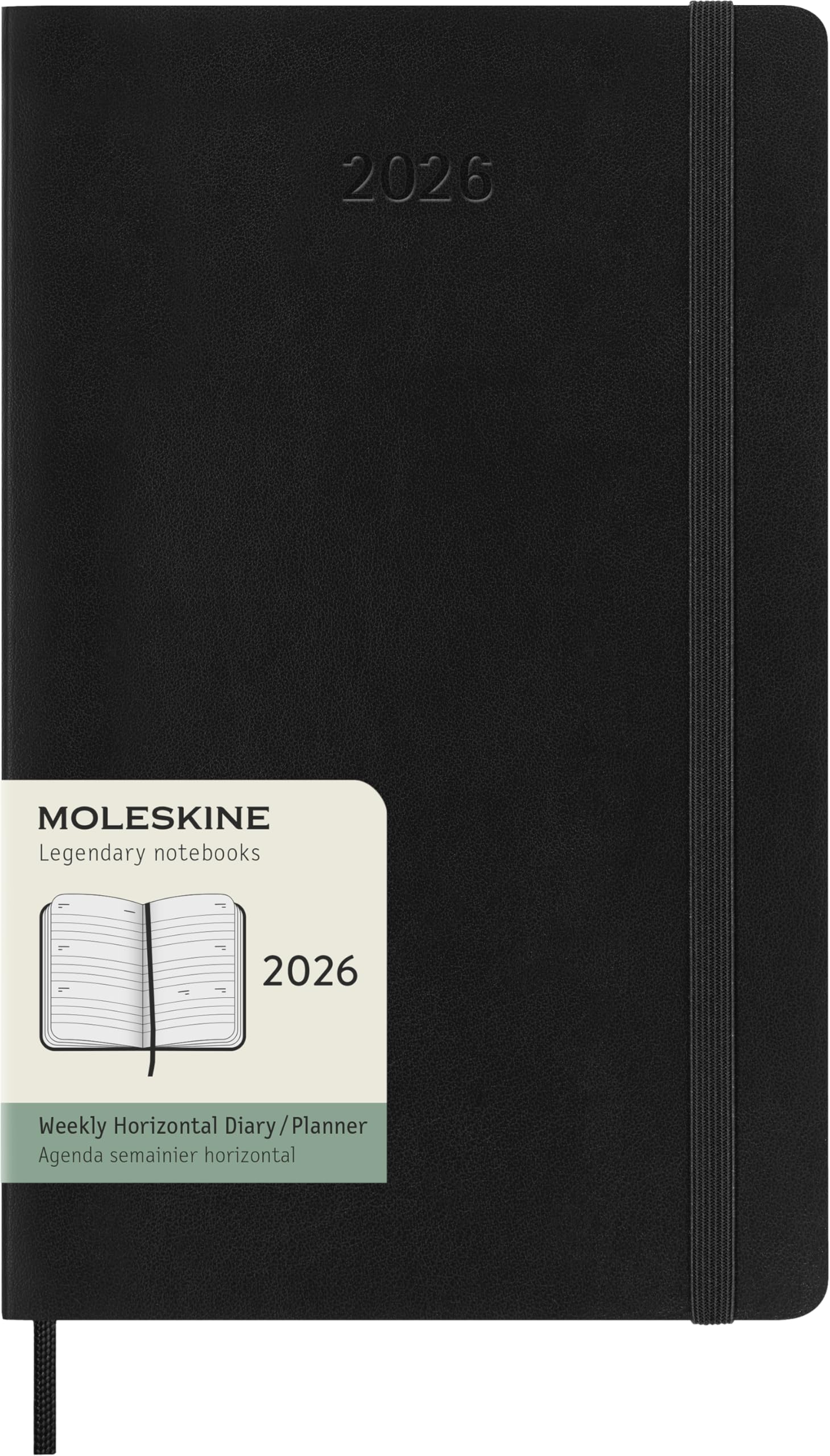 Photo 1 of Moleskine Classic 12 Month 2026 Weekly Horizontal Planner, Soft Cover, Large (5" x 8.25"), Black, 144 pages